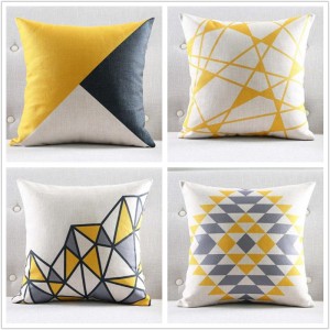 FOKUSENT Estilo nórdico cojín gris amarillo almohadas decorativas cojines geométricos inicio decoración Throw Pillow Case ali-09650970